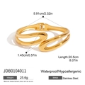 Irregular golden wavy stainless steel cuff bracelet with 5.91cm diameter and 1.45cm width - Gold Wave Open Bangle JDB0104011