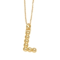 Golden letter L pendant necklace with polished bead design and classic thin chain - L