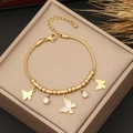 Goldene Schlangenkette mit Schmetterlingsanhängern und Zirkonsteinen für Damen - Schmetterling Zirkonia Schlangenkette Armband (2#手链)
