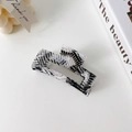 Minimalist black and white striped acetate square hair claw clip for women - Black White Stripes-7.8cm