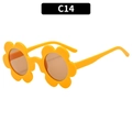 Kids flower-shaped sunglasses in bright yellow finish with round tinted lenses - Matte Orange Yellow Frame Tea Lens
