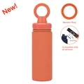 Orange matte stainless steel sports water bottle with magnetic booster ring feature - Cinnabar Orange