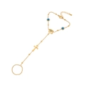 Bracciale a catena dorato con ciondoli Occhio di Horus, croce Ankh e perline blu malocchio - Catena a Mano Croce Ankh Occhio di Horus (4#手链)