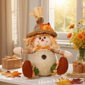 Bambola spaventapasseri autunnale con cappello di foglie d'acero e dettagli a quadri - Stile C