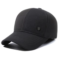 Men's dark grey winter baseball cap with ear flaps and metallic M logo detail - Adjustable / M Label Grey