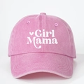 Gorra de béisbol de algodón lavado rosa con estampado Girl Mama y corazón para mujer ajustable - Talla única / Rosa
