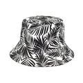 Detail shot of black and white tropical palm leaf print on a cotton bucket hat - M (56-58cm) / Black