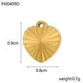 Polished 18k gold heart pendant charm with radial pleated texture for DIY necklaces - Pleated Sunburst Heart Pendant (PJ00409D)