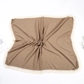 Brown double-layer cotton muslin baby blanket featuring white tassel fringe trim - 100*120 cm / Khaki