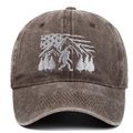 Vintage brown baseball cap with Bigfoot forest embroidery and American flag motifs - One Size / Coffee
