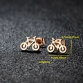 Minimalist rose gold stainless steel bicycle stud earrings with smooth polished finish - 004 Rose Gold Bicycle