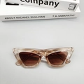Cat eye sunglasses in champagne translucent frame and dark brown lenses for women - Champagne