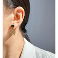 Boucles d'oreilles vintage en or avec pendentif tête de cheval et pierre verte - Style 8-Vert