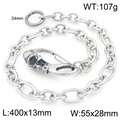 Silver skull punk wallet chain with 3:1 grind O-ring link for men's jeans - Skull Head Style-40cm(KK125-Z)