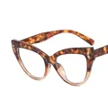 Cat eye tortoiseshell and transparent tea frames with anti-blue light clear lenses - Patterned & Light Tea Splicing Clear Lens