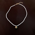 Collier de perles blanches avec un pendentif pastèque en émail vert et rouge vif - Blanc Pastèque (67# Collier-3mm)