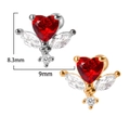 Edelstahl-Herzohrringe mit rotem Kristall und Zirkonia in Gold- und Silberfarben - #10 (Sternherz) / 0.8x6x3mm / Silber