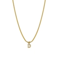 Golden herringbone chain necklace with a sparkling diamond-set letter D pendant - Letter D
