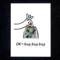 Miniature handbag pendant made of natural grey-green spotted stone and golden metal handle - Bag + Card / Tianshan Blue
