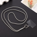 Lujoso cordón plateado de diamantes para móvil con hebilla metálica y almohadilla clara - K501 Diamante de Malla Cruzado Plata Blanco + Parche / Plateado