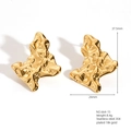 Vintage 18K gold plated stainless steel earrings with irregular organic lava texture - E664-15(Molten Gold)