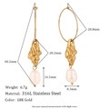 18K gold plated stainless steel hoop earrings with shell and freshwater pearl drops - Freshwater Pearl Conch Shell Hoop Earrings - Gold