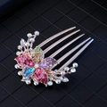 Pettine per capelli a fiore con strass colorati su base dorata per acconciature eleganti - Stile Gemma Colorata e Oro 3