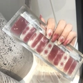 Deep red and white floral nail polish wraps displayed in professional product packaging - MZ-015 Dark Red White Flower