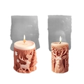Christmas reindeer and snowflake cylinder silicone candle mold for DIY holiday decor - Relief Reindeer Cylinder 2-Piece Set