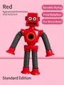 Red suction cup giraffe robot toy with flexible tubes for sensory play, 18.5 cm height - Red Robot (No Light)