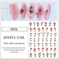 Detail of red tulip nail art stickers with ultra-thin waterproof floral patterns - Model JO-1816