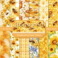 Honeyed 6x6 scrapbooking paper pad with 24 sheets of floral and bee designs - R2506 24 Sheets