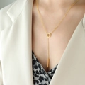 Collana in acciaio inossidabile placcato oro 18 carati con chiusura OT e pendente - Oro