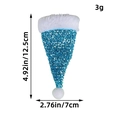 Blue glitter mini Christmas hat cutlery holder for holiday tabletop decorations - Blue