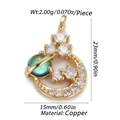 Detail of gold crescent moon and planet pendant with zircon settings and measurements - CX135-7 Planet and Moon Pendant