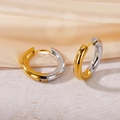 Classic thick gold and silver two-tone hoop earrings in polished stainless steel for women - 4.0 Two-Tone Inner Diameter 14mm