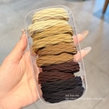 Textured high-elastic hair ties in 5 earthy colors stored in a clear travel box - 10 Pieces in Box / 6# Coffee Series Argyle Pattern