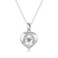 S925 sterling silver heart-shaped necklace with floating moissanite stone on O-chain - 0.5 Carat Moissanite