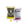 250ml Halloween Giftgetränkebeutel mit Totenkopfmuster und Schraubverschluss in Gelb und Lila - Skelett Thema 250ml