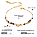 Detailed view of a stainless steel beaded heart bracelet with size measurements - Jdb2409011