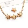 Detailed golden starfish bead charms on a snake chain for jewelry making - 1Pc Starfish Bead 12x13mm Hole 4mm