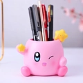 Pink Kirby cartoon pen holder with yellow stars decoration for desk storage - Kirby Star Pen Holder (1066-4B Star)