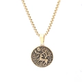 Collana vintage in acciaio inossidabile dorato con ciondolo circolare rilievo cervo e bosco - Oro (Senza Catena)