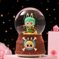 Pirate ship themed music box with green-haired character and golden coins inside - Green