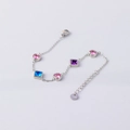 Bracelet coeur en zircon coloré en acier inoxydable plaqué or 18 carats avec chaîne - Argent/Zirconium Arc-en-ciel