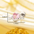 Pink heart arrow earring in titanium steel for women with romantic cupid jewelry design - Arrow Through Heart Pink Heart Single Piece (A309-单只)