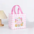 Pink checkered Easter gift bag with floral Happy Easter egg and sturdy pink handles - XH18-Horizontal