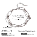 Bracciale a catena in acciaio inossidabile argento lucido con chiusura a moschettone - Catena Industriale Argento (JDB201117-S)