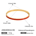 Bracciale in acciaio inossidabile rosso e oro lucido con misure dettagliate - Rosso (JDB2409016-RD)