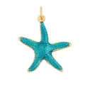 Golden starfish pendant with turquoise enamel inlay and detailed texture - Large Turquoise Starfish
